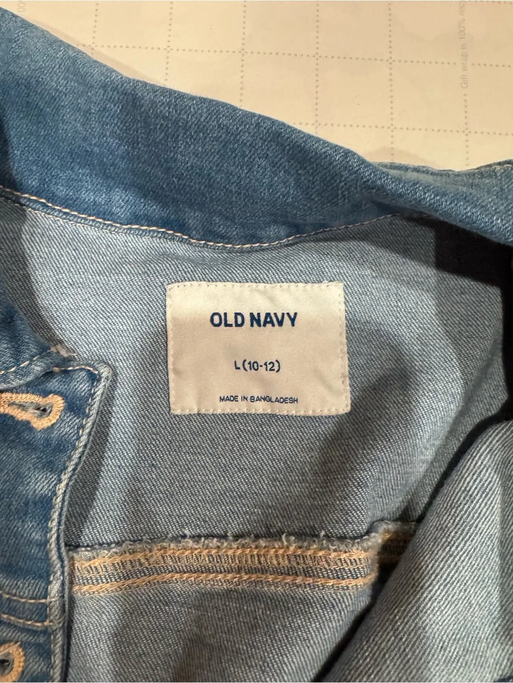 Girl’s Old Navy Jean Jacket - Blue/White Colorblock Button Front – Lg